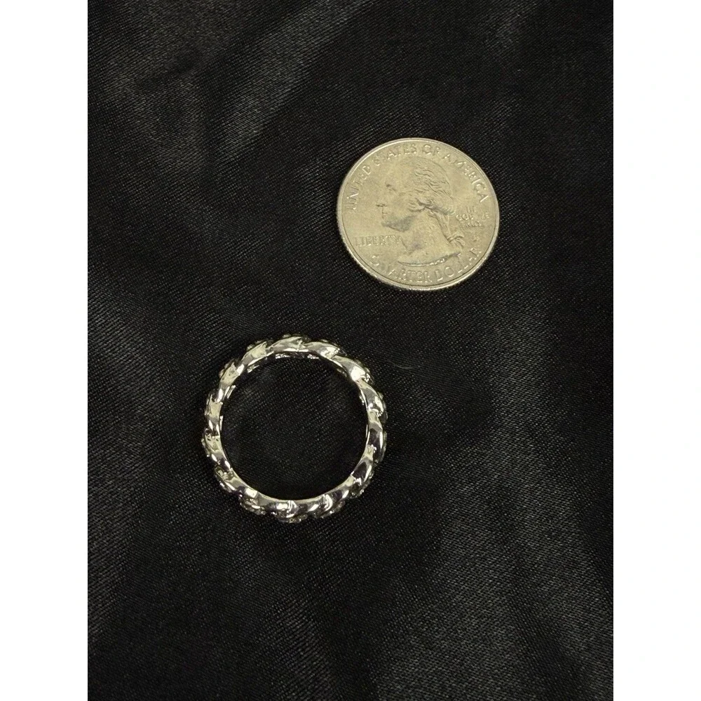 925 Silver Iced Out Miami Cuban Link Ring 4.5 Grams Size 9